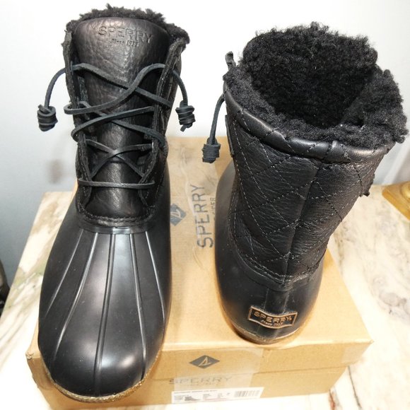 NiB Sperry Womens Saltwater Winter Lux Boots, Black Quilt, 11 - Picture 8 of 10